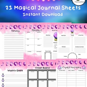 Witch Printable Journal Pages, Track  Inventory, Track Spells, Weekly and Monthly Goals, Daily Journaling, Daily Tarot and More