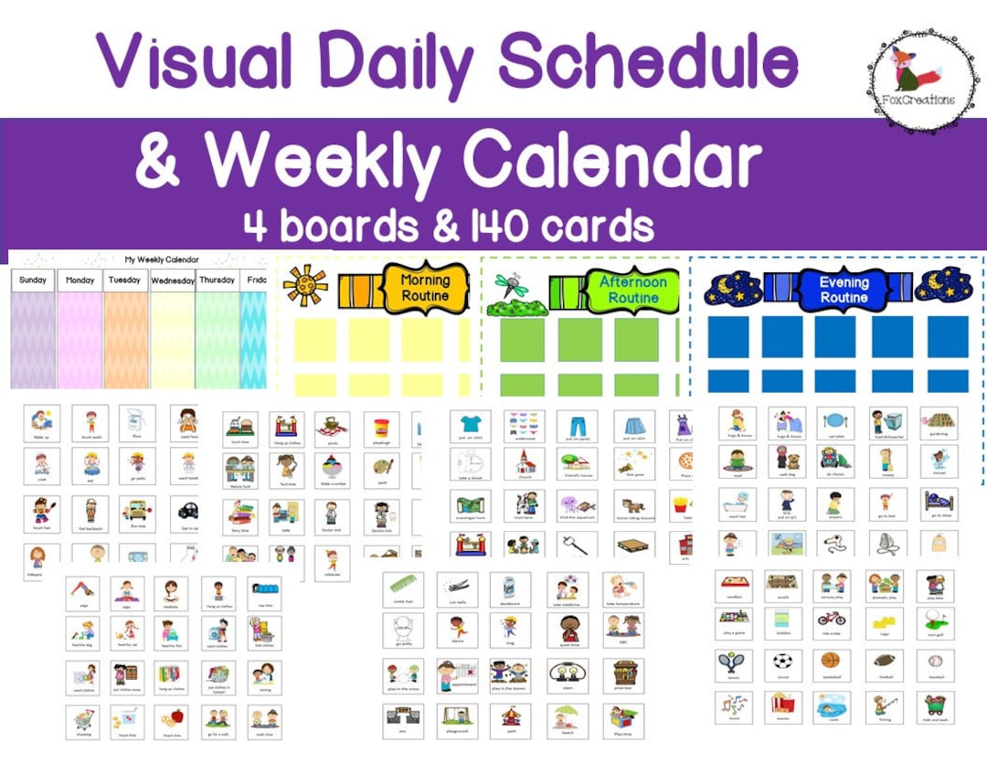 Daily Visual Schedule and Weekly Schedule, 140 Routine and Activity ...