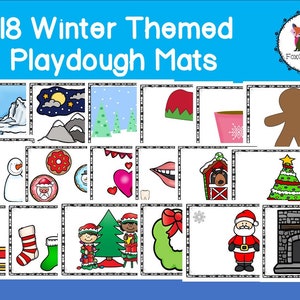 18 Winter Themed Playdough Mats, Printable Playdough Mats, Preschool Activity, Fine Motor Activity