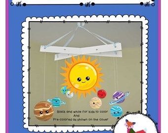 Printable Solar System Mobile Activity Craft / Comes with Color and Black and White