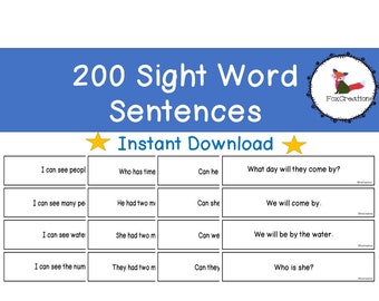 200 Sight Word Sentence Strips for fluency and sight word practice/ Sight word Practice / science of reading