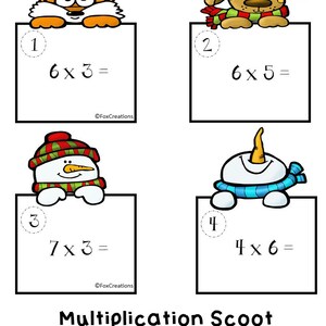 Multiplication and Missing Factor Scoot ~ 2 Games/40 Cards/task Cards ...