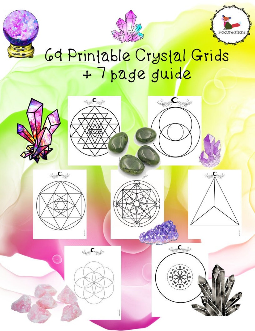 69 Printable Crystal Grid Templates/ Manifesting Grids/crystal Grid 69 Printable Crystal Grid Templates/ Manifesting Grids/crystal Grid