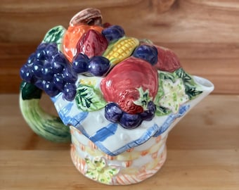 Angela Ackerman Tea Pot Tea Garden/Fruit & Vegetable Basket 1996