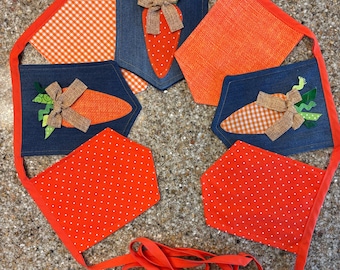 Upcycled Denim Carrot Banner, Easter Spring Bunting, Bunny Nursery Decor