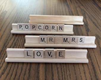 Vintage Wooden Scrabble Tile Racks, set of 4