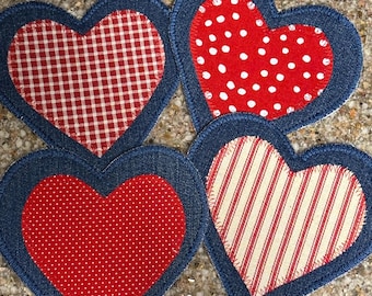 Posavasos con forma de corazón, juego de 4, posavasos para el Día de San Valentín