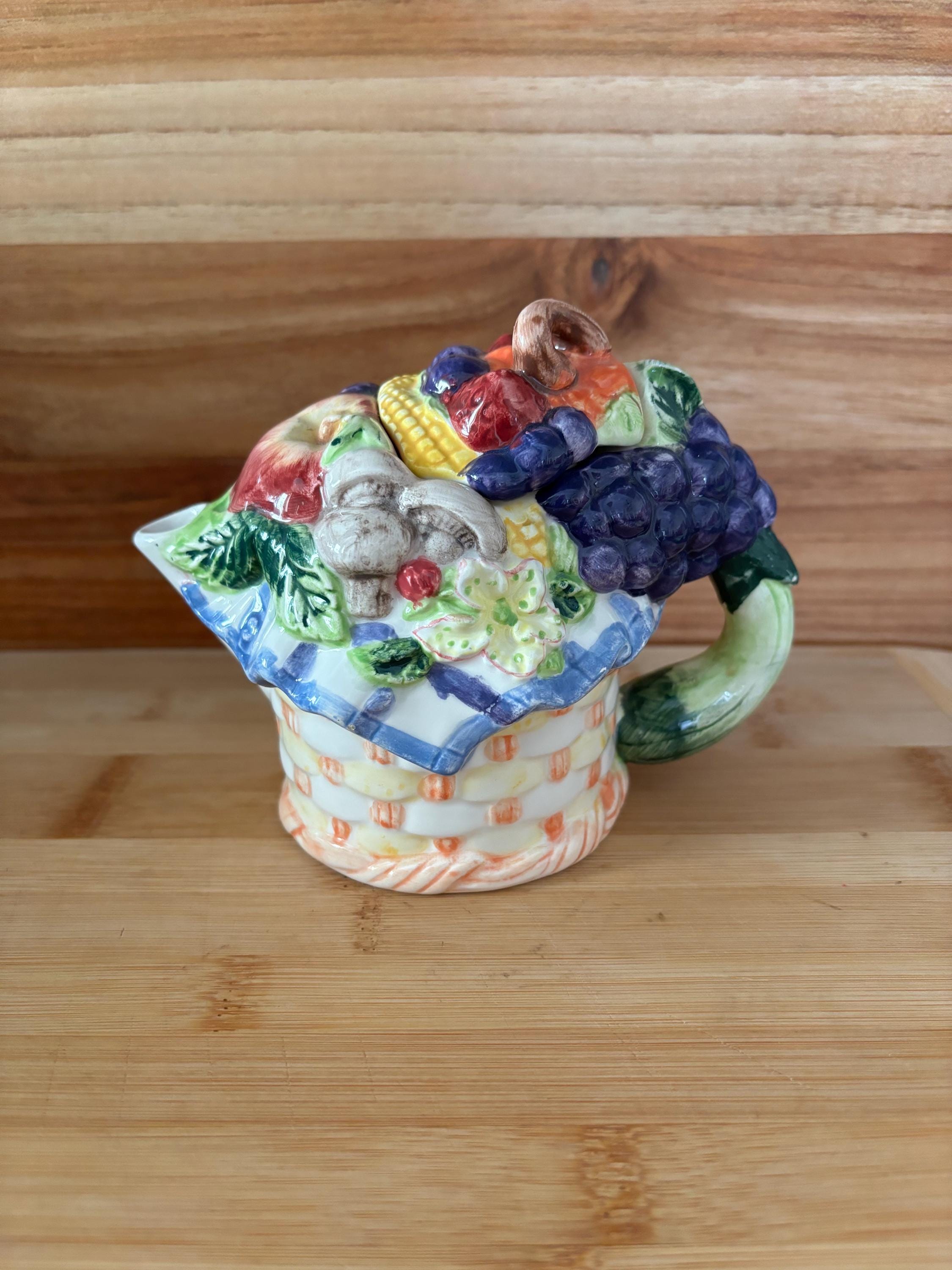 Angela Ackerman Tea Pot Tea Garden/fruit & Vegetable Basket 1996 - Etsy