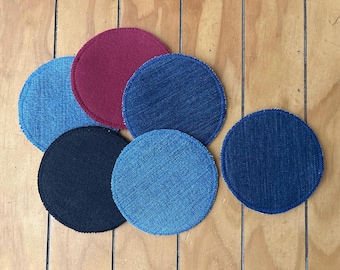 Upcycled Denim Drink Coasters, set of 4, 4 color choices