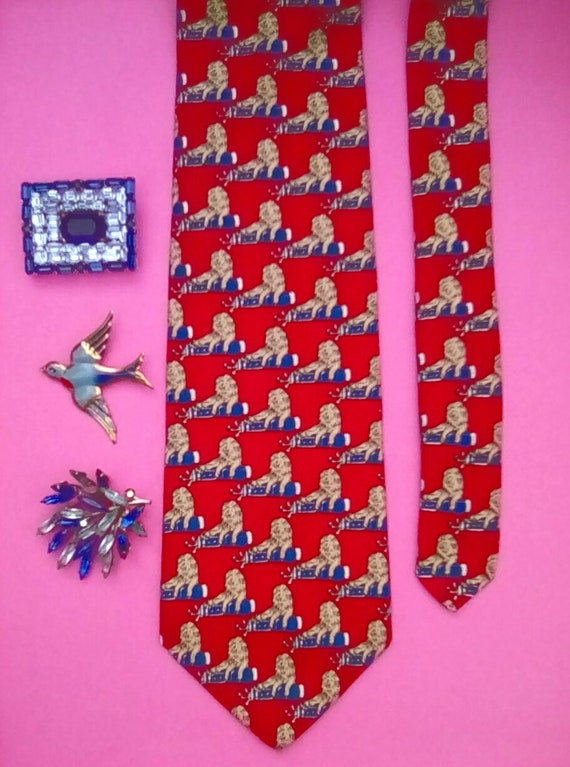 Vintage Brooks Brothers Silk Necktie Featuring Lions Resting on Golf Clubs