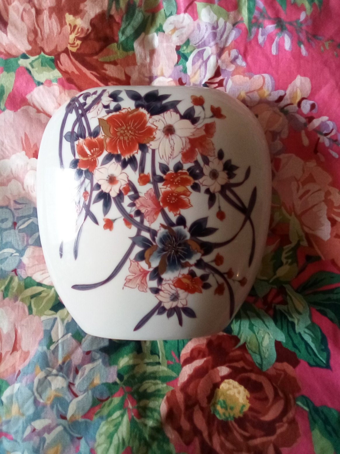 Oval Chinoiserie Floral Vase - Etsy