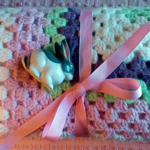 Vintage Multi Colored Hand Knit Blanket/Afghan