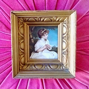 Portrait Print of Sir Joshua Reynold&#39;s The Age of Innocence in an Ornate Deep Set Frame/ Renaissance Bucolic Portrait Print of a Young Girl