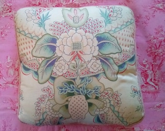 Vintage Chinoiserie Pillow, Vintage Pastel Pillow