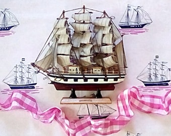 Wood Model Ship, Three Masted Sailing Ship