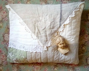 Angel  Pillow, French Design Throw Pillow, Cottage Style Boudoir Pillow
