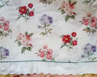Vintage Adrienne Vittadini Twin Floral Flat Sheet,
