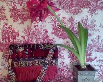 Vintage Oriental Rug Shoulder Bag/Purse with Fringe