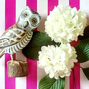 Small Hand Painted Wood Owl, Glass Eyed Owl Figure