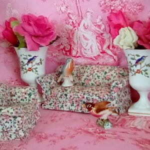 Doll House Floral Sofa and Chair\ Doll House Furniture