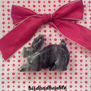 Black Carved Stone Rabbit