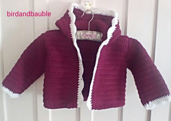Vintage Hand Knit Baby Girls' Sweater with Hood - image 2