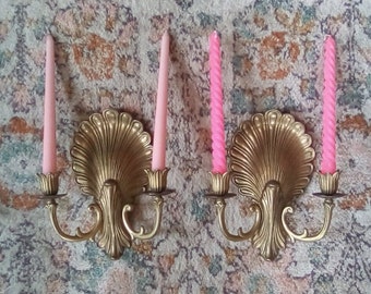 Vintage Brass Finish Candle Sconces