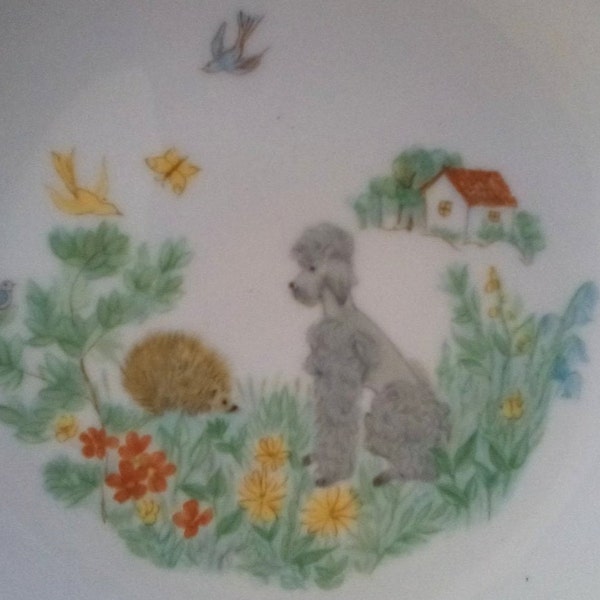 Rare Hutschenreuther Poodle Bowl,Hutschenreuther Bavarian German Hand Painted Porcelain Poodle Bowl