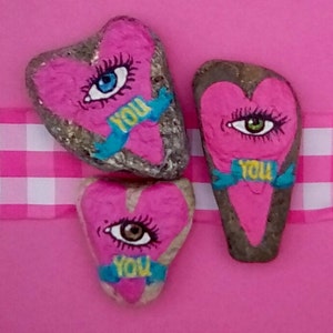 Hand Painted Rocks, Heart Painted Rocks, Eye Love You Rock, Valentine&#39;s Day Gift