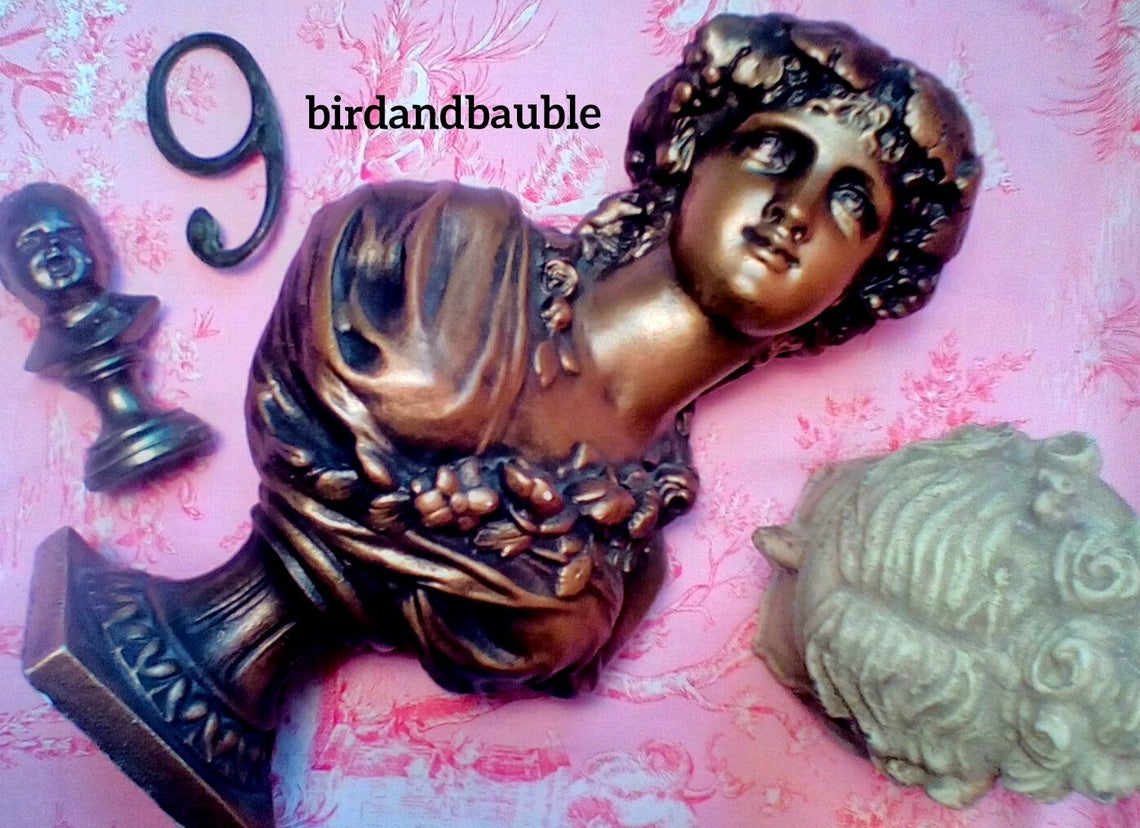 Vintage Gold Plaster Classical Female Bust Etsy