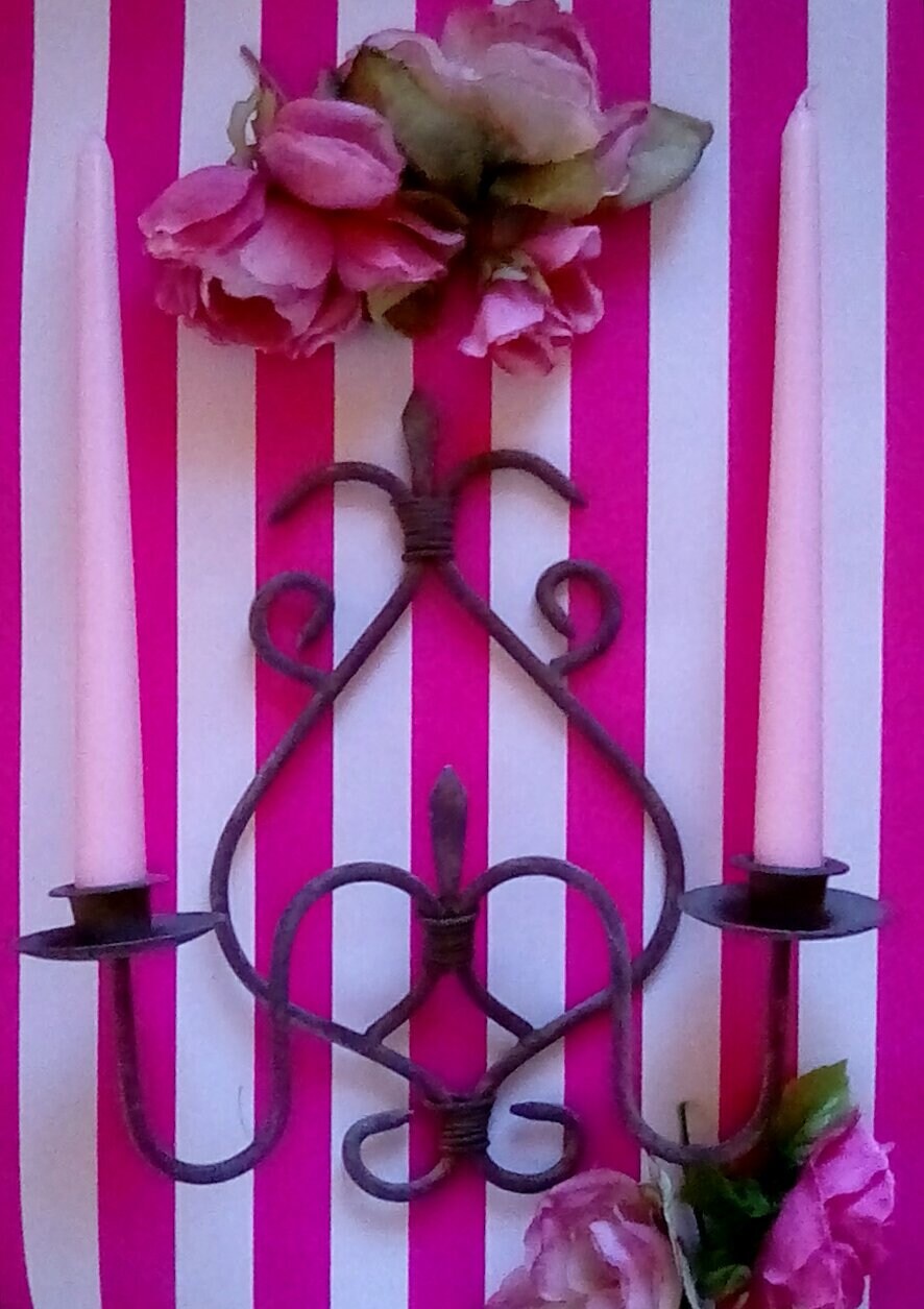 Vintage Iron Candle Sconces Pair of Candle Sconces Etsy