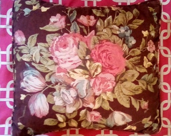 Vintage Chinoiserie Floral  Pillow, Vintage Chintz Pillow