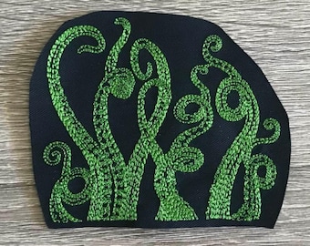 tentacles patch, embroidered octopus tentacles, green tentacles patch, purple tentacles patch, cthulhu patch, release the kraken dagon patch