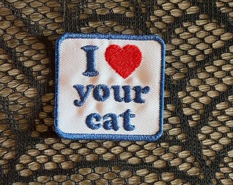 I Love Your Cat Embroidered Patch, Vet Tech Groomer Gift (Iron-On/Sew-On)