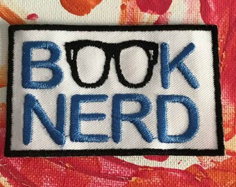 Book nerd patch, nerd patch, book patch, I love books, nerd gift, gift under 10, nerdy gift, got book, gift for him, gift for her, geek gift