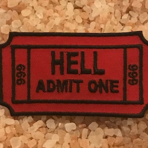 Hell patch, hell ticket, Freddy Krueger, Michael Myers, Friday the 13th, horror patch, horror gift, jigsaw patch, gift under 10, Nightmare