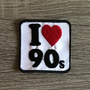 I love the 90s patch, 90s kid, 1990s patch, music patch, rock and roll patch, nineties patch, I heart 90s