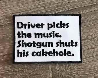 Driver picks the music patch, supernatural inspired, sam and dean, crowley, castiel, rowena, lucifer, impala, gift under 10, nerd gift