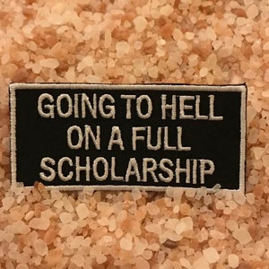 Hell on scholarship patch, cyber ghetto patch, cyber punk patch, punk rock patch, sarcastic patch, funny patch, satanic patch, gift under 10