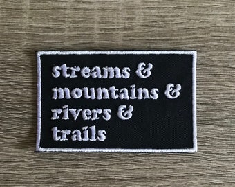 streams & mountains patch, hiking patch, trail patch, nature patch, gift for him, gift for her, gift under 10, camping patch, outdoors patch