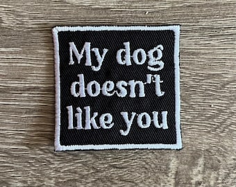 My dog doesn't like you patch, funny pet patch, I love dogs, awesome dog patch, sarcastic pet patch, gift under 10, gift for him