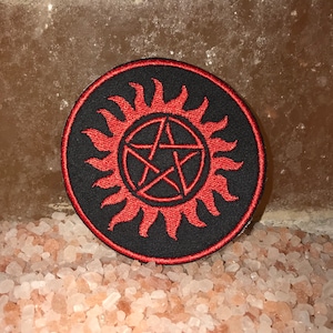 Supernatural patch, Sam and Dean, Winchester patch, anti-posession, supernatural tattoo, pentagram patch, gift under 10, gift for her