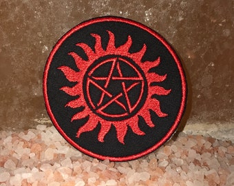 Supernatural patch, Sam and Dean, Winchester patch, anti-posession, supernatural tattoo, pentagram patch, gift under 10, gift for her