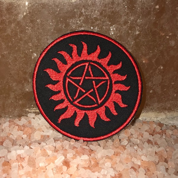 Supernatural patch, Sam and Dean, Winchester patch, anti-posession, supernatural tattoo, pentagram patch, gift under 10, gift for her