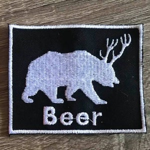 Beer patch, bear and deer patch, funny patch, hunting patch, drinking patch, drinking and hunting, gift for him, gift under 10