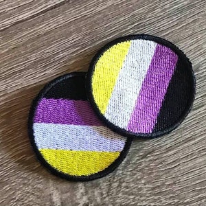 Nonbinary embroidered patch, nonbinary badge, gender fluid patch, gift under 10, gift for him, gift for her, LGBTQ patch