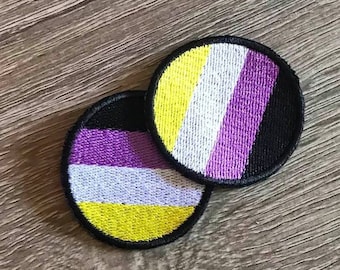 Nonbinary embroidered patch, nonbinary badge, gender fluid patch, gift under 10, gift for him, gift for her, LGBTQ patch