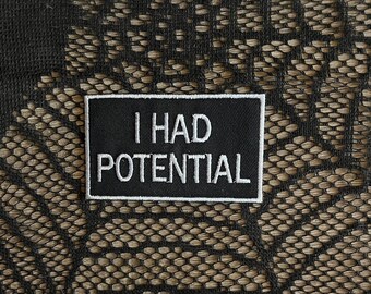 I had potential embroidered patch, sarcastic or funny patch, gift under 10, gift for him or her, hail mary