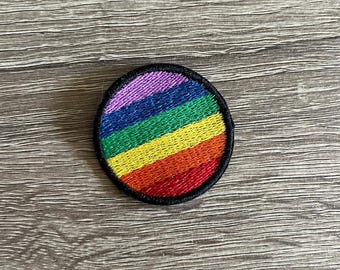 Pride rainbow embroidered patch, pride badge, gift under 10, gift for him, gift for her, LGBTQ patch, queer patch, love is love, gay lesbian