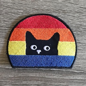 Retro cat patch, peeking cat, cute cat patch, black cat, kitty patch, gift under 10, gift for her, retro patch, void kitty patch